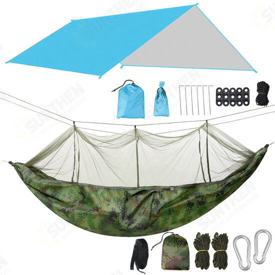 1-2 Person Camping Hammock+Mosquito Net Mesh+Rain Tarp Cover Sleeping Bed Swing Chair Outdoor Hunting Climbing