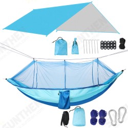 1-2 Person Camping Hammock+Mosquito Net Mesh+Rain Tarp Cover Sleeping Bed Swing Chair Outdoor Hunting Climbing 1-2 Person Camping Hammock+Mosquito Net Mesh+Rain Tarp Cover Sleeping Bed Swing Chair Outdoor Hunting Climbing