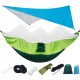 300KG Load 18pcs/set Lightweight Portable Camping Hammock and Tent Awning Set Rain Fly Tarp Mosquito Net Canopy 210T Nylon Hammocks, Waterproof