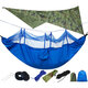 Lightweight Portable Camping Hammock and Tent Awning Rain Fly Tarp 2000 Waterproof Mosquito Net Hammock Canopy 210T Nylon Hammocks Tree Straps Sun Shelter Sky Screen