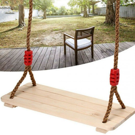 Outdoor Wooden Swing Seat Hanging Chair Porch Swing Camping Garden Patio for Children