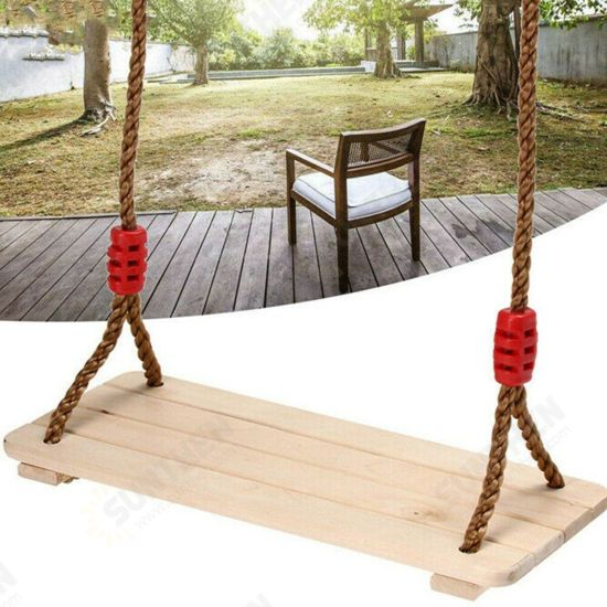 Outdoor Wooden Swing Seat Hanging Chair Porch Swing Camping Garden Patio for Children