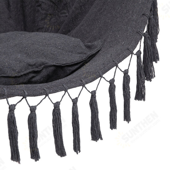 Max 330Lbs/150KG Hammock Chair Hanging Rope Swing with 2 Cushions Included Large Tassel Hanging Chair with Pocket Max 330Lbs/150KG Hammock Chair Hanging Rope Swing with 2 Cushions Included Large Tassel Hanging Chair with Pocket
