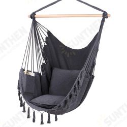 Max 330Lbs/150KG Hammock Chair Hanging Rope Swing with 2 Cushions Included Large Tassel Hanging Chair with Pocket Max 330Lbs/150KG Hammock Chair Hanging Rope Swing with 2 Cushions Included Large Tassel Hanging Chair with Pocket