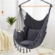 Max 330Lbs/150KG Hammock Chair Hanging Rope Swing with 2 Cushions Included Large Tassel Hanging Chair with Pocket Max 330Lbs/150KG Hammock Chair Hanging Rope Swing with 2 Cushions Included Large Tassel Hanging Chair with Pocket