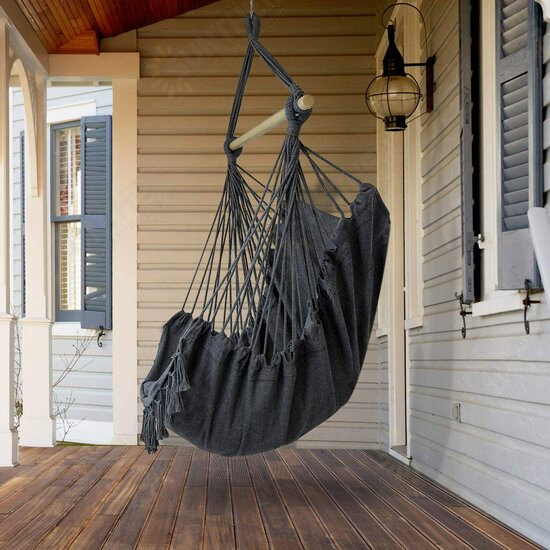 Max 330Lbs/150KG Hammock Chair Hanging Rope Swing with 2 Cushions Included Large Tassel Hanging Chair with Pocket Max 330Lbs/150KG Hammock Chair Hanging Rope Swing with 2 Cushions Included Large Tassel Hanging Chair with Pocket