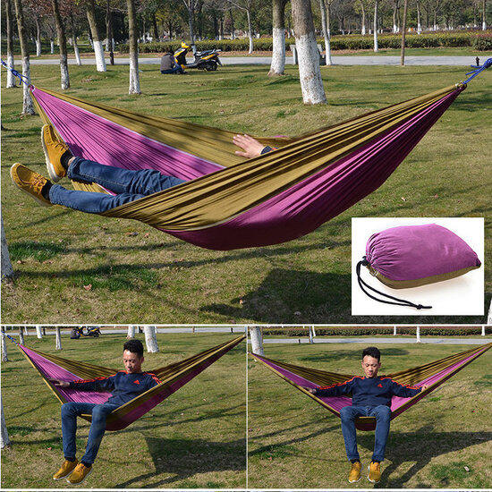 Outdoor Camping Hammock Parachute Cloth Lightweight Nylon Portable Hammock For 1-2 People 260 x 140CM Outdoor Camping Hammock Parachute Cloth Lightweight Nylon Portable Hammock For 1-2 People 260 x 140CM