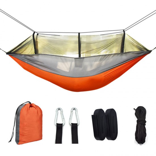 Outdoor Camping Lightweight Picnic Hammock with Mosquito Net 1-2 Person Portable Backpack Hammock Sleeping Mattress
