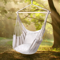 Outdoor Leisure Swing Chair Indoor Rocking Chair Canvas Hammock For Camping Hiking Picnic - White Outdoor Leisure Swing Chair Indoor Rocking Chair Canvas Hammock For Camping Hiking Picnic - White