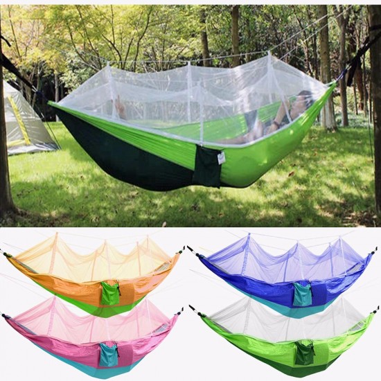 Outdoor Mosquito Net Double Hammock Hanging Swing Bed Parachute Nylon For Camping Travel