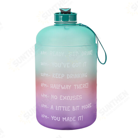 1 Gallon/3.78L PETG Time Marker Water Bottles Large High Capacity Training Water Jug with Leakproof Cap Wide-Mouth Jug Cup 2 Lids for Sports Gym Camping Travel