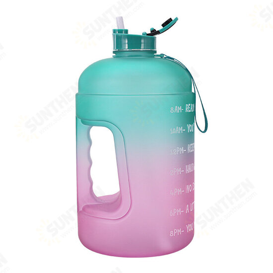 1 Gallon/3.78L PETG Time Marker Water Bottles Large High Capacity Training Water Jug with Leakproof Cap Wide-Mouth Jug Cup 2 Lids for Sports Gym Camping Travel