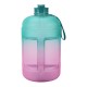 1 Gallon/3.78L PETG Time Marker Water Bottles Large High Capacity Training Water Jug with Leakproof Cap Wide-Mouth Jug Cup 2 Lids for Sports Gym Camping Travel