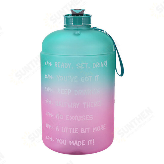 1 Gallon/3.78L PETG Time Marker Water Bottles Large High Capacity Training Water Jug with Leakproof Cap Wide-Mouth Jug Cup 2 Lids for Sports Gym Camping Travel