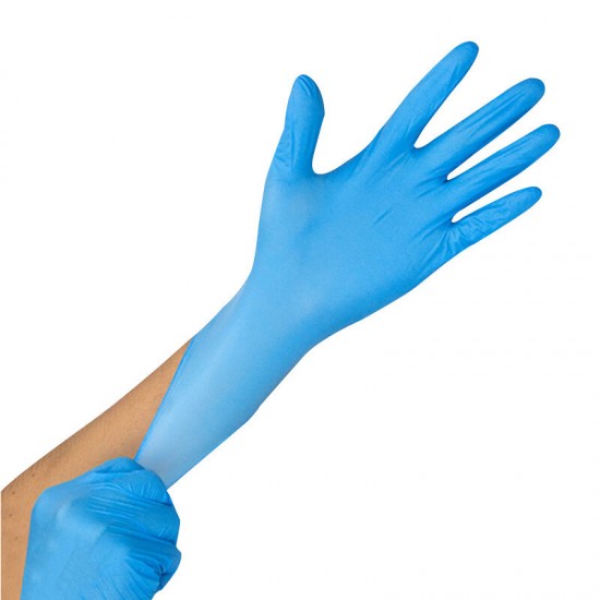 100 Pcs Disposable Blue Nitrile PVC Gloves Prevent Infection Dishwashing Kitchen Cut-Proof Gloves Cleaning Protective Gloves