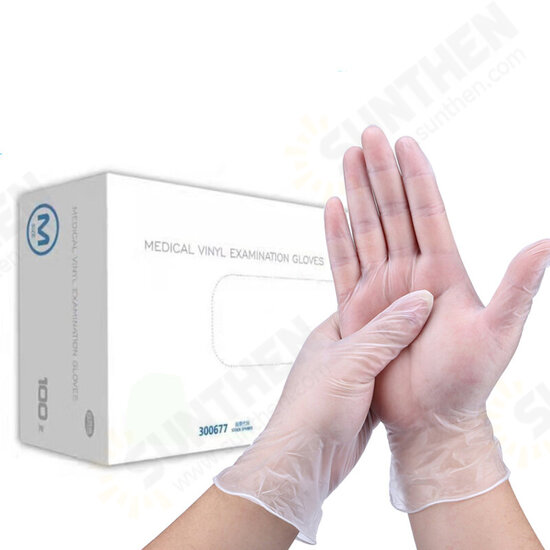 100PCS Vinyl Disposable Gloves Cleaning Protective Latex Gloves Examination Powder Food Safe PVC Glove