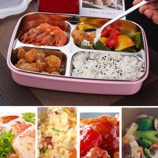 1.1L Stainless Steel Lunch Box Camping Picnic Tableware Food Container Leak-Proof Dinner Box