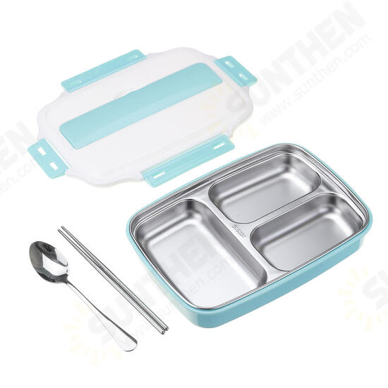 1.1L Stainless Steel Lunch Box Camping Picnic Tableware Food Container Leak-Proof Dinner Box