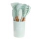 12 Pcs Tableware Set Silicone Wooden Handle Flatware Spoon Tongs Whisk Brush with Storage Box Outdoor Camping Cooking