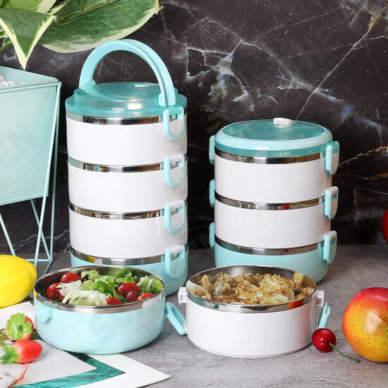 1/2/3/4 Layer Stainless Steel Lunch Box Insulation Food Thermal Lunch Storage Box Outdoor Camping Picnic