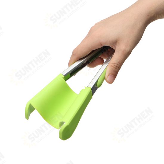 2 in 1 Non-stick Clever Tongs Heat Resistant Silicone Spatula Cooking Food Clip Camping Picnic BBQ