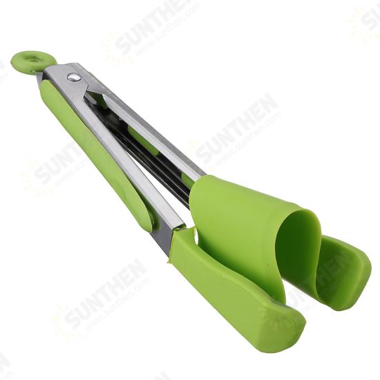 2 in 1 Non-stick Clever Tongs Heat Resistant Silicone Spatula Cooking Food Clip Camping Picnic BBQ