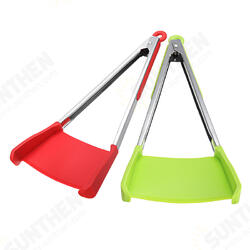 2 in 1 Stainless Steel Non Stick Heat Resistance Picnic BBQ Spatula Tongs Food Clip Outdoor Camping 2 in 1 Stainless Steel Non Stick Heat Resistance Picnic BBQ Spatula Tongs Food Clip Outdoor Camping