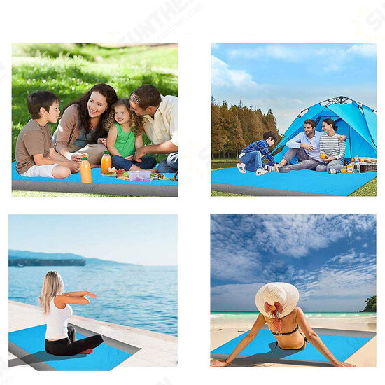 210x200cm Picnic Blanket Oxford Foldable Beach Mat Waterproof Quick Drying Sand Proof Camping Blanket Outdoor Travel with Storage Bag