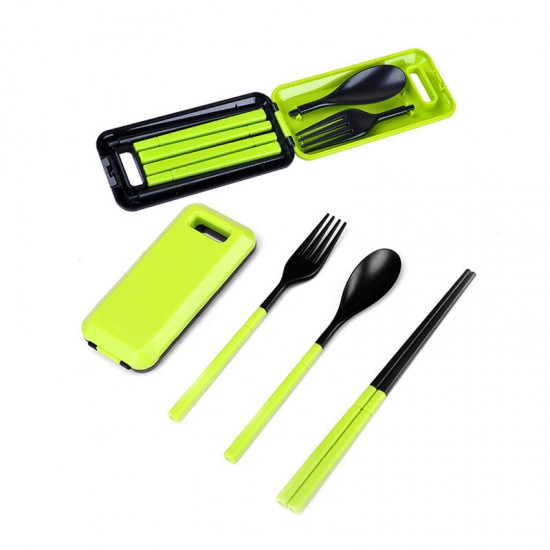 3 Pcs ABS Fork Spoon Chopstick Folding Tableware Camping Picnic Travel Portable Chinese Dinnerware Sets