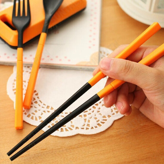 3 Pcs ABS Fork Spoon Chopstick Folding Tableware Camping Picnic Travel Portable Chinese Dinnerware Sets