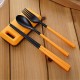 3 Pcs ABS Fork Spoon Chopstick Folding Tableware Camping Picnic Travel Portable Chinese Dinnerware Sets