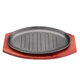 3 Sizes Cast Iron Steak Fajita Sizzling Platter Plate BBQ Grill Pan Cooking Wooden Holder 3 Sizes Cast Iron Steak Fajita Sizzling Platter Plate BBQ Grill Pan Cooking Wooden Holder