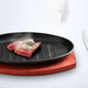 3 Sizes Cast Iron Steak Fajita Sizzling Platter Plate BBQ Grill Pan Cooking Wooden Holder 3 Sizes Cast Iron Steak Fajita Sizzling Platter Plate BBQ Grill Pan Cooking Wooden Holder