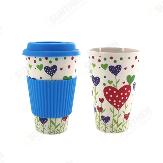 300-450ML Portable Travel Reusable Bamboo Fiber Coffee Cup Eco-Friendly Water Drinking Mug