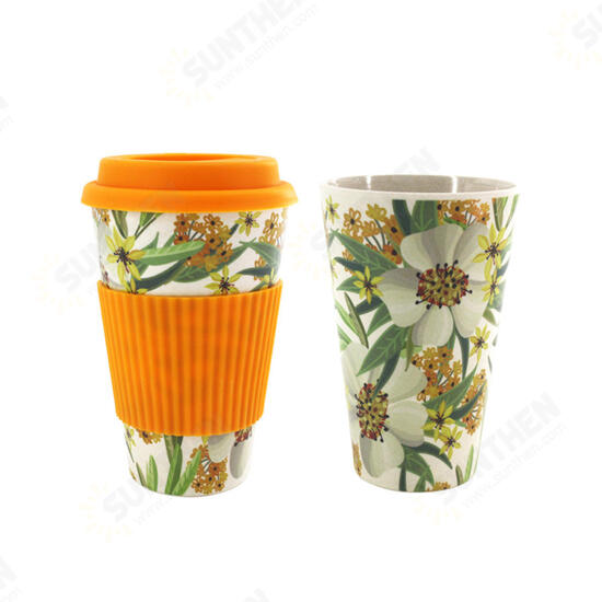 300-450ML Portable Travel Reusable Bamboo Fiber Coffee Cup Eco-Friendly Water Drinking Mug