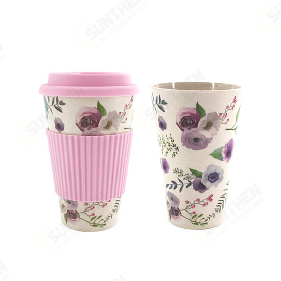 300-450ML Portable Travel Reusable Bamboo Fiber Coffee Cup Eco-Friendly Water Drinking Mug