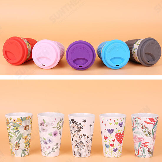 300-450ML Portable Travel Reusable Bamboo Fiber Coffee Cup Eco-Friendly Water Drinking Mug