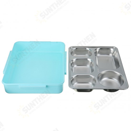 304 Stainless Steel Lunch Box 4/5 Grid Leakproof Food Container Outdoor Camping Picnic Kitchen