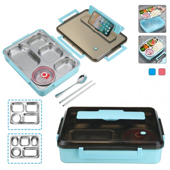 304 Stainless Steel Lunch Box 4/5 Grid Leakproof Food Container Outdoor Camping Picnic Kitchen