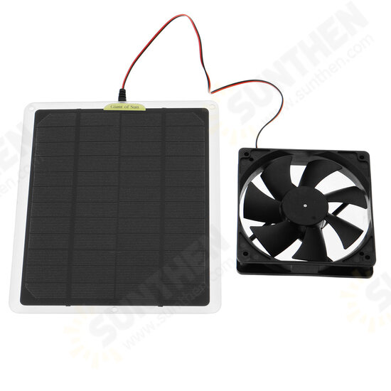 30W USB Solar Panel Cooling Fan 6inch Solar Exhaust Fan Mini Ventilator for Dog Chicken House Greenhouse RV