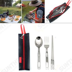 3Pcs Portable Outdoor Camping Picnic Set Stainless Steel Fork Spoon Chopsticks with Tableware Bag 3Pcs Portable Outdoor Camping Picnic Set Stainless Steel Fork Spoon Chopsticks with Tableware Bag