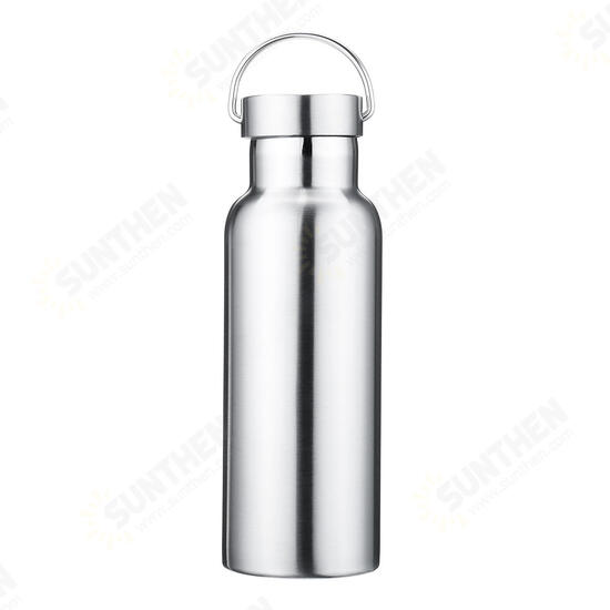 500ml 600ml 800ml Water Bottle 304 Stainless Steel Wide Mouth Vacuum Cup With Outdoor Carabiner