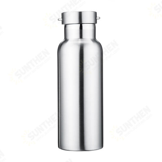 500ml 600ml 800ml Water Bottle 304 Stainless Steel Wide Mouth Vacuum Cup With Outdoor Carabiner