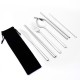 7 Pcs Tableware Set Stainless Steel Fork Spoon Knife Chopsticks Straw Brush Portable Flatware Outdoor Camping Picnic