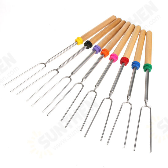 8PCS Roasting Sticks Telescoping 12inch-32inch Smore Sticks Skewers Set with Wooden Handle for BBQ Hot Dog Fork Fire Pit Camping Cookware 8PCS Roasting Sticks Telescoping 12inch-32inch Smore Sticks Skewers Set with Wooden Handle for BBQ Hot Dog Fork Fire Pit Camping Cookware