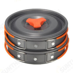 8Pcs Camping Aluminum Pot Bowl Portable Outdoor Picnic Cooking Pan Set Cookware