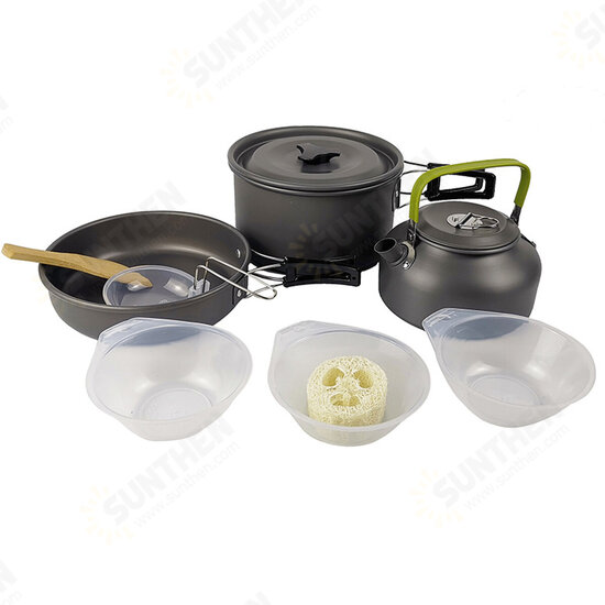 9PCS Aluminum Alloy Camping Pot Cookware Pans Kettle Set Portable Outdoor Camping Cookware 9PCS Aluminum Alloy Camping Pot Cookware Pans Kettle Set Portable Outdoor Camping Cookware