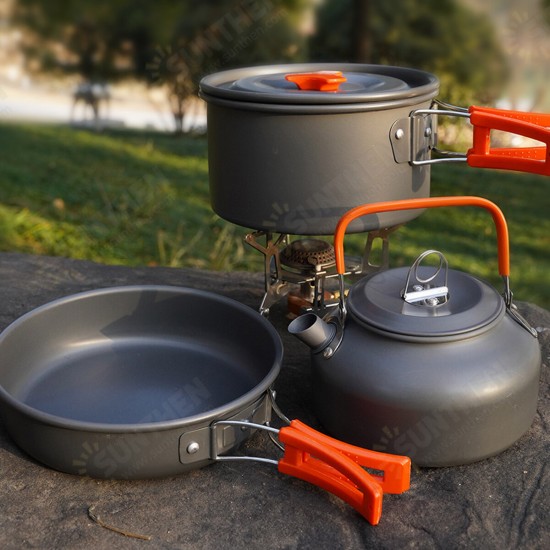 9PCS Aluminum Alloy Camping Pot Cookware Pans Kettle Set Portable Outdoor Camping Cookware 9PCS Aluminum Alloy Camping Pot Cookware Pans Kettle Set Portable Outdoor Camping Cookware