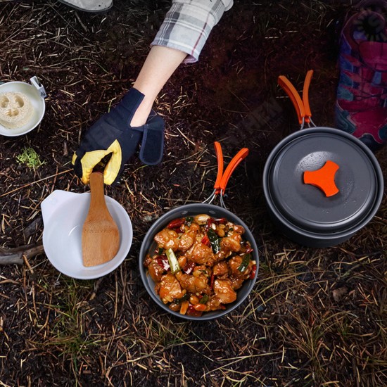 9PCS Aluminum Alloy Camping Pot Cookware Pans Kettle Set Portable Outdoor Camping Cookware