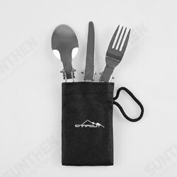 3 Pcs Tableware Set Stainless Steel Knife Fork Spoon Dinnerware Set Portable Outdoor Camping Picnic with Storage Bag 3 Pcs Tableware Set Stainless Steel Knife Fork Spoon Dinnerware Set Portable Outdoor Camping Picnic with Storage Bag